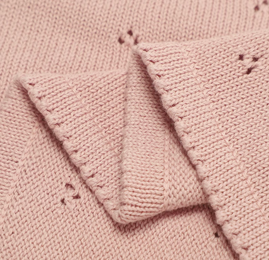 Dusky Pink Pointelle Baby Knit Blanket
