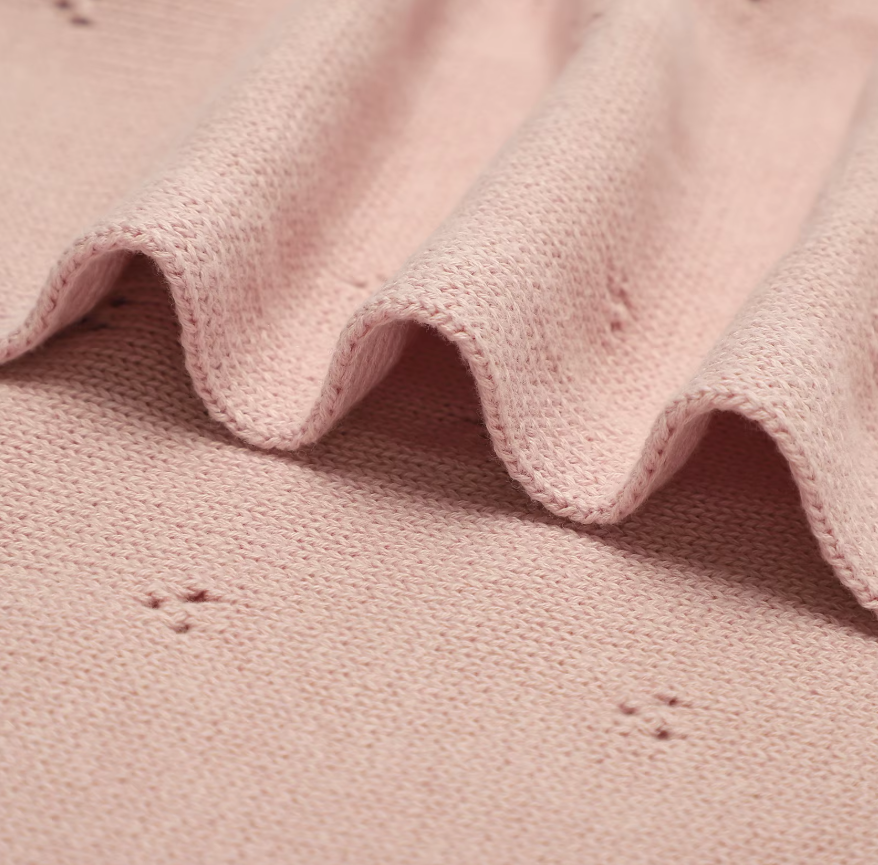 Dusky Pink Pointelle Baby Knit Blanket