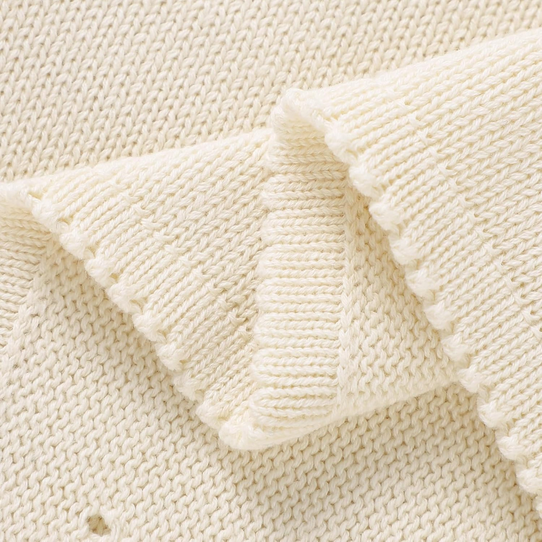Cream Pointelle Baby Knit Blanket