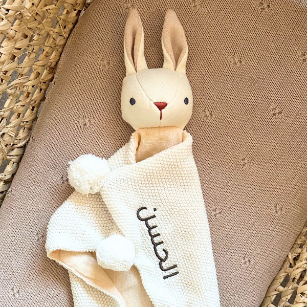 Cream Knitted Bunny Comforter