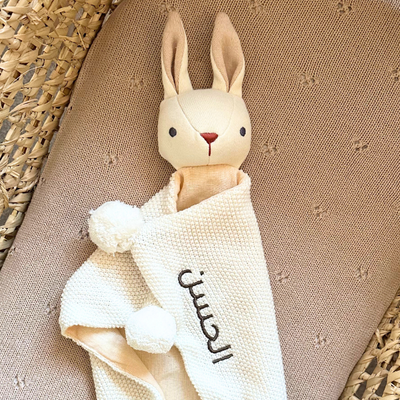 Knitted Bunny Comforter - Cream